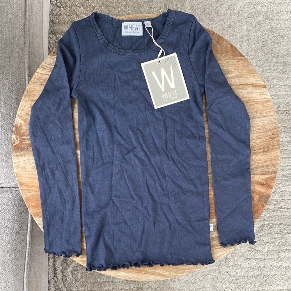 Wheat Organic Cotton Rib T-Shirt Lace LS